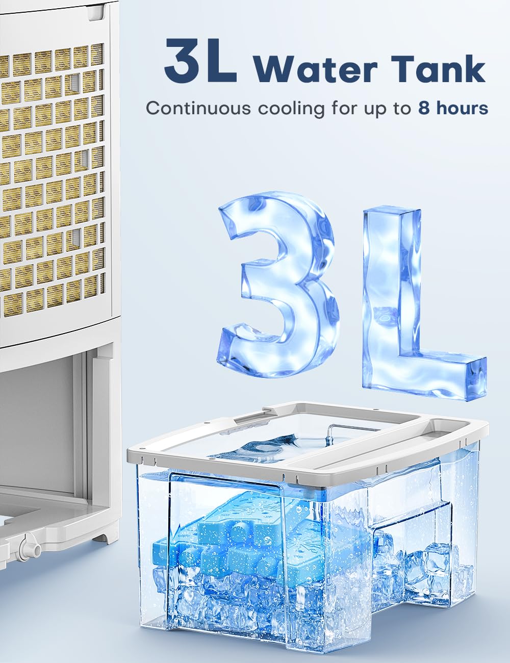 BALKO 1901R Portable Evaporative Air Cooler - White | Personal Cooling Fan for Home, Office & Outdoor Use | Energy Efficient Air Conditioner Alternative for Summer