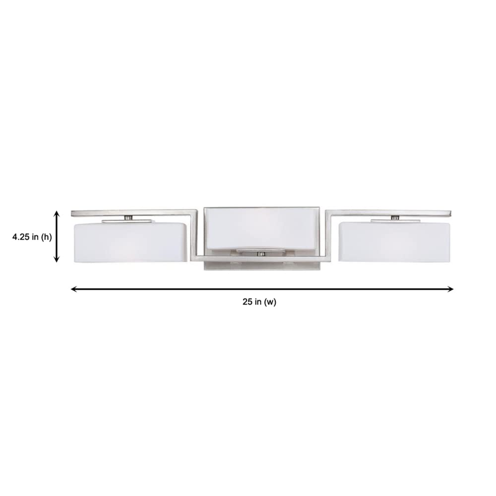 Designers Fountain 6713-SP 25 Inch Meridian 3-Light Bathroom Vanity Light Fixture in Satin Platinum - Perfect for Modern Bathrooms, Powder Rooms & Spa-Like Retreats