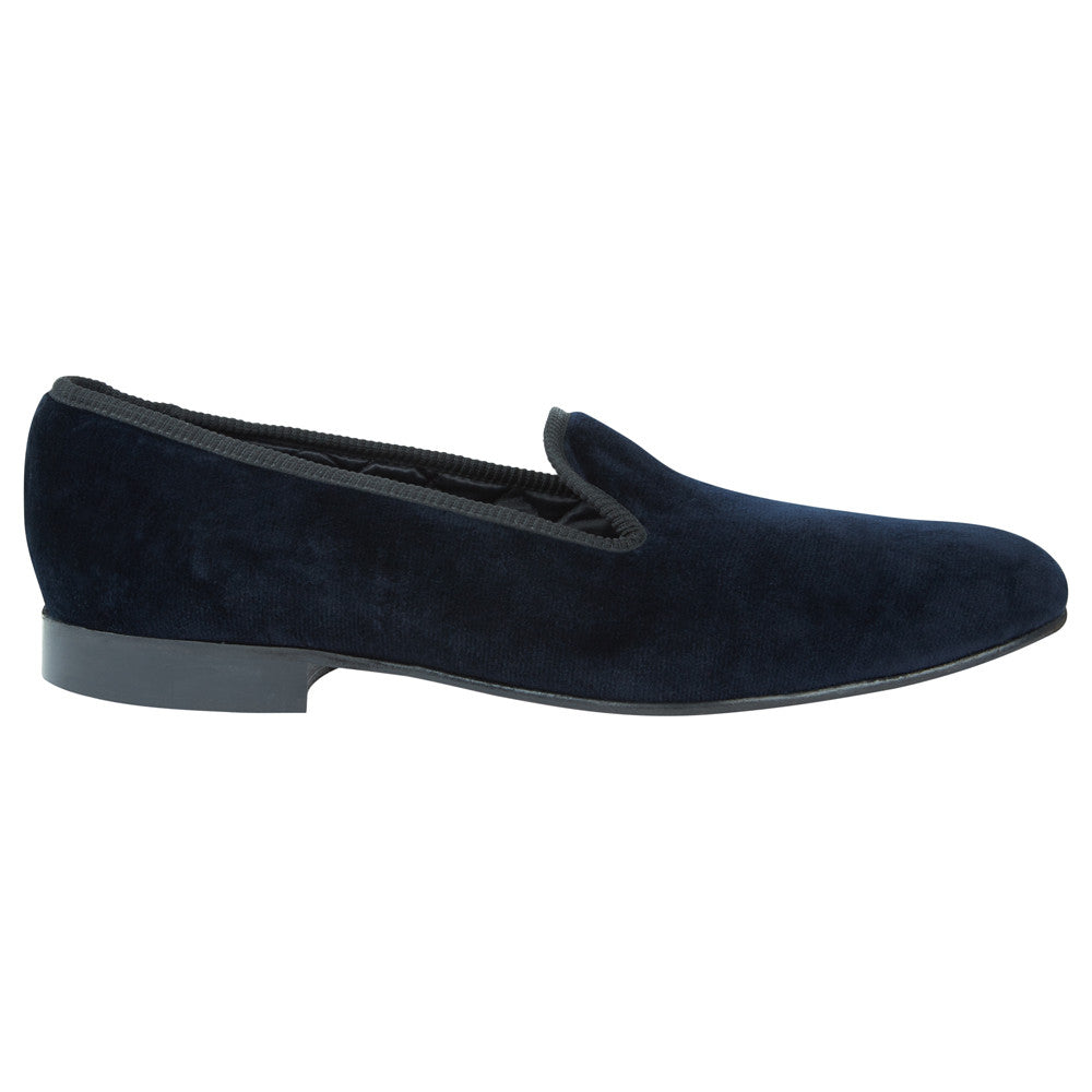 KNIGHTSBRIDGE Navy Blue Velvet Slippers for Men & Women - Soft Plush House Shoes for Indoor Comfort & Relaxation at Home