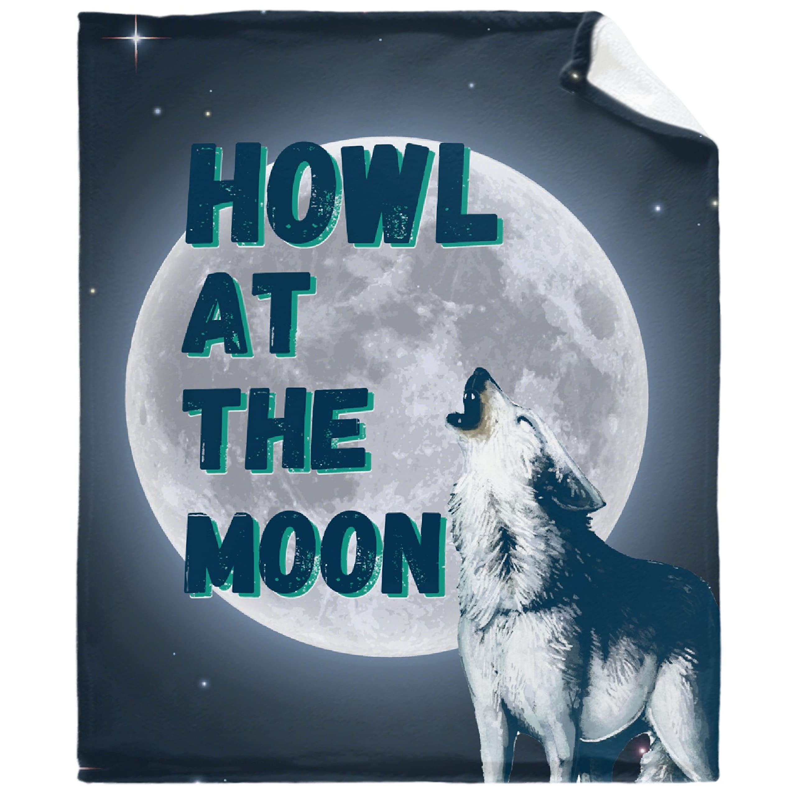 Howl At The Moon Wolf Print Super Soft Flannel Throw Blanket - 120
