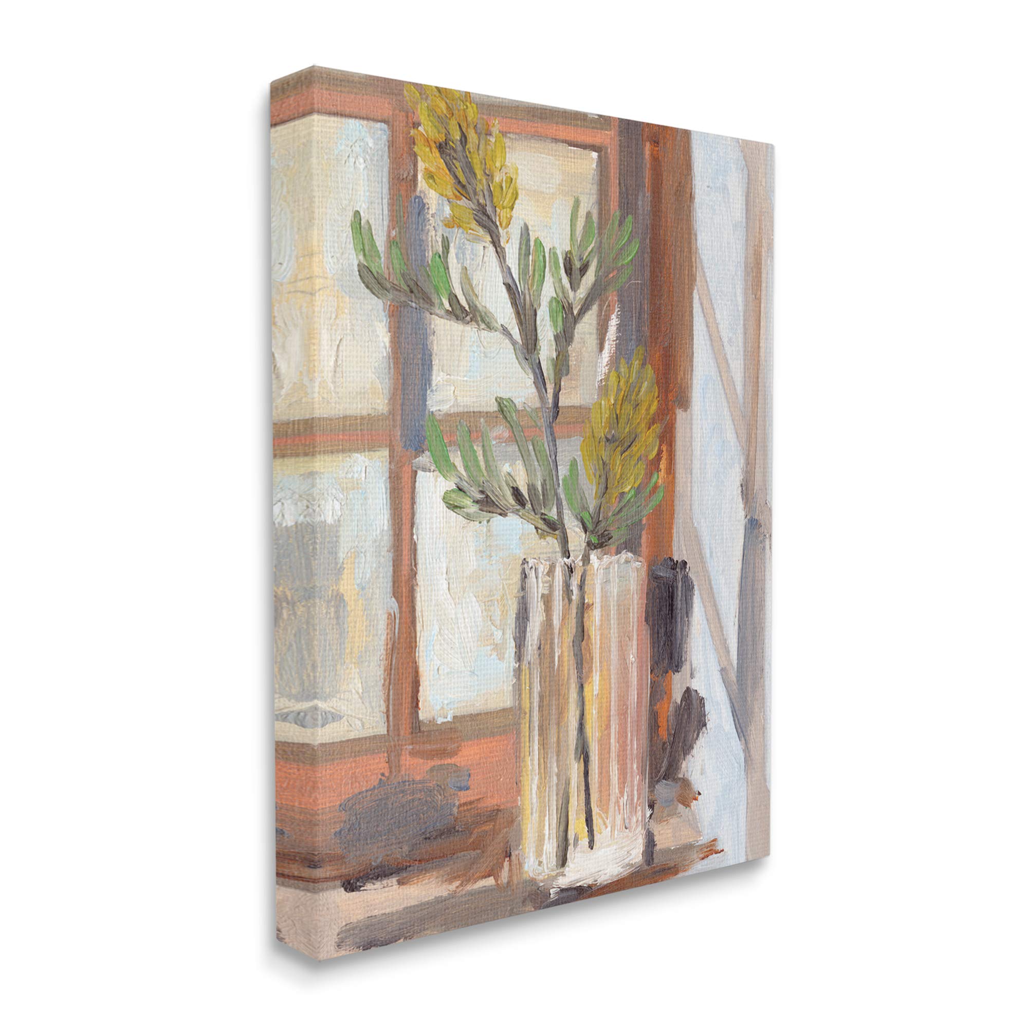 Stupell Industries Charming Yellow Floral Jar Window Sill Flowers Canvas Wall Art - 36