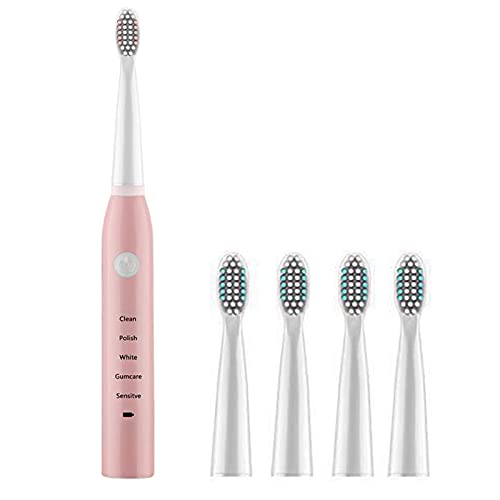 CactusAngui Rechargeable Electric Toothbrush with 5 Cleaning Modes - Pink Waterproof Toothbrush for Adults & Kids, Perfect for Travel & Home Bathroom Oral Care