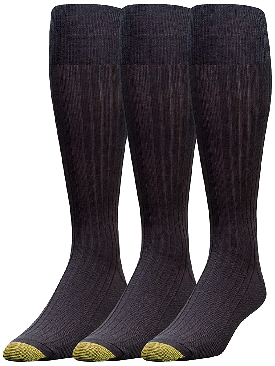 GOLDTOE Men's Canterbury Over The Calf Socks 3 Pack - Comfortable Dress Socks for Business & Formal Wear - Perfect for Office, Suits & Special Occasions