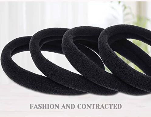 Ghelonadi No Damage Hair Ties for Women & Girls - 100 Pack Ouchless Ponytail Holders for Thick Hair - Soft Black Hair Bands for Workout, Yoga, Running & Daily Use