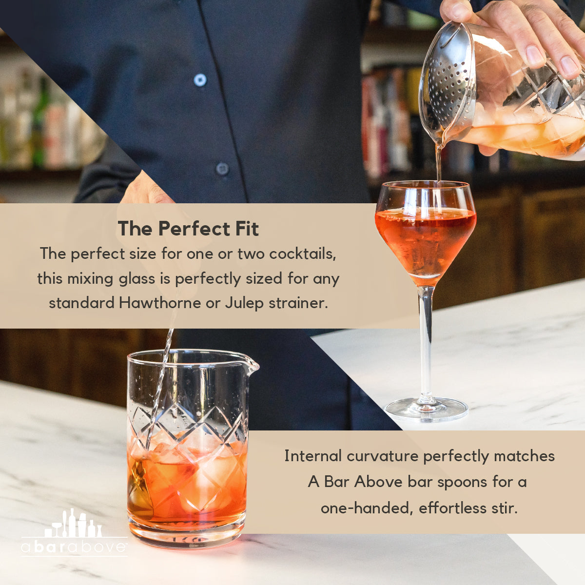 Premium Diamond Cut Cocktail Mixing Glass - 16oz Bar Mixing Glass for Whiskey, Martini & Cocktails - Perfect for Home Bars, Professional Bartending & Entertaining