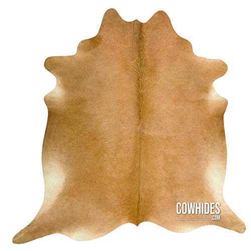 Natural Genuine Cowhide Area Rugs - Solid Beige (6x6.5 FT) | Handmade Leather Rug for Living Room, Bedroom & Office Decor | Soft & Durable Floor Mat for Home Interior Design