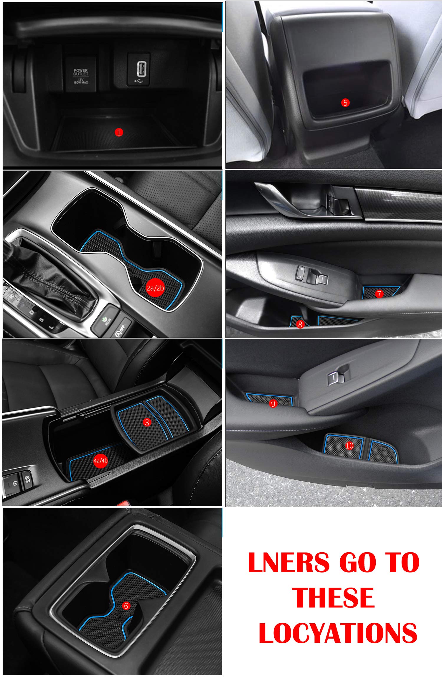 17-Piece Anti-Dust Car Mats Set for Honda Accord 2018-2022 Models - Cup Holder Inserts, Center Console Liner & Door Pocket Liners (Blue) | Premium Interior Protection Accessories for Daily Commuting & Road Trips