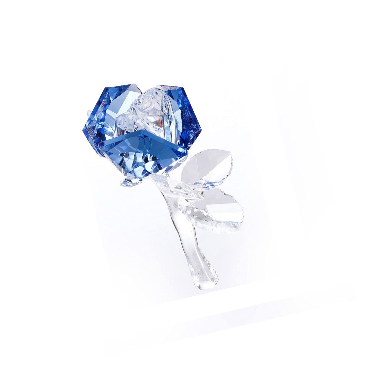 Blue Crystal Rose Paperweight - Elegant Wedding Anniversary Valentine's Day Gift, Home Office Desk Decor, Romantic Centerpiece for Special Occasions
