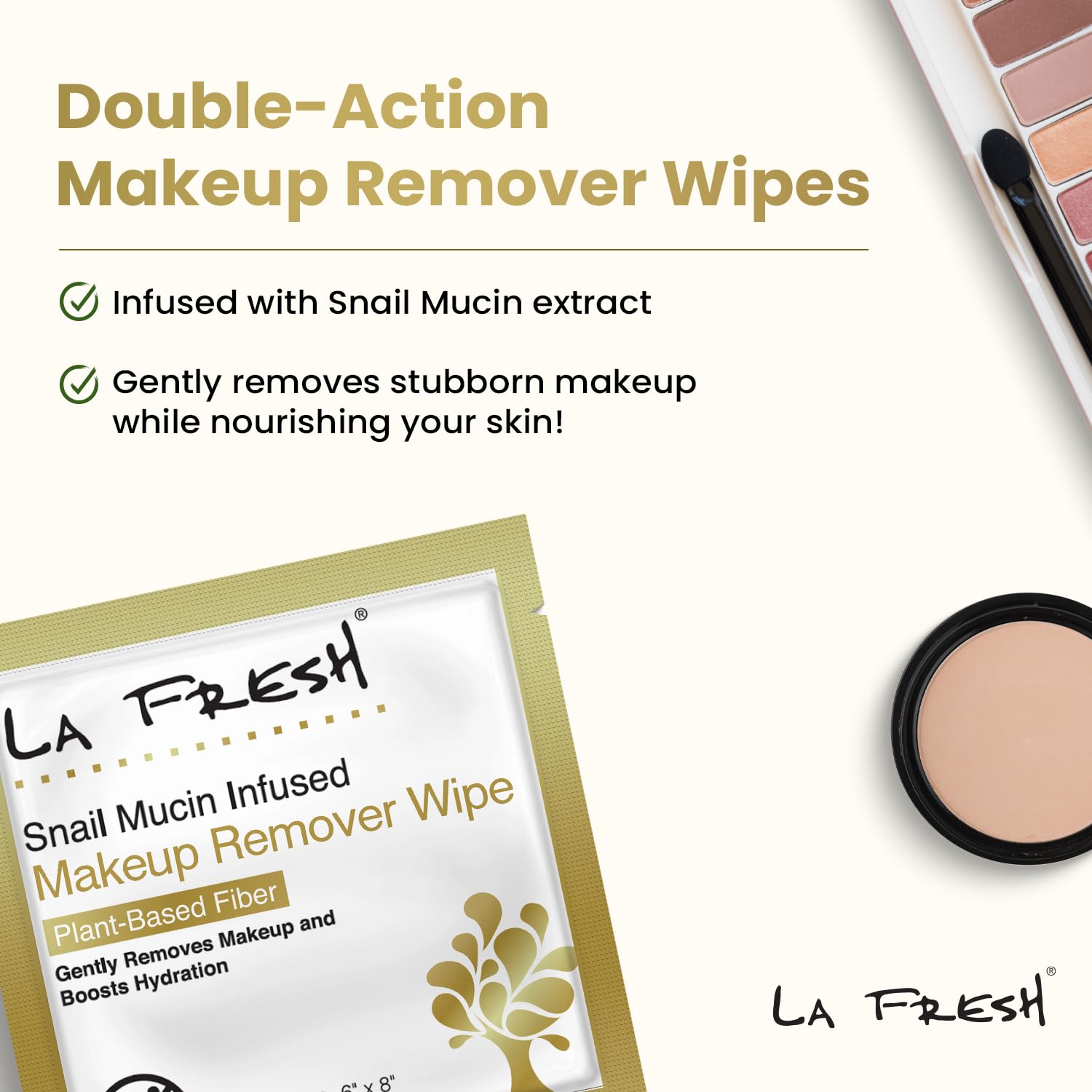 LA Fresh Snail Mucin Facial Cleansing Wipes | Oil-Free Makeup Remover Wipes for Travel | 25-Pack | Gentle Exfoliating & Hydrating Face Wipes for Sensitive Skin | Perfect for On-the-Go Skincare & Post-Workout Refresh