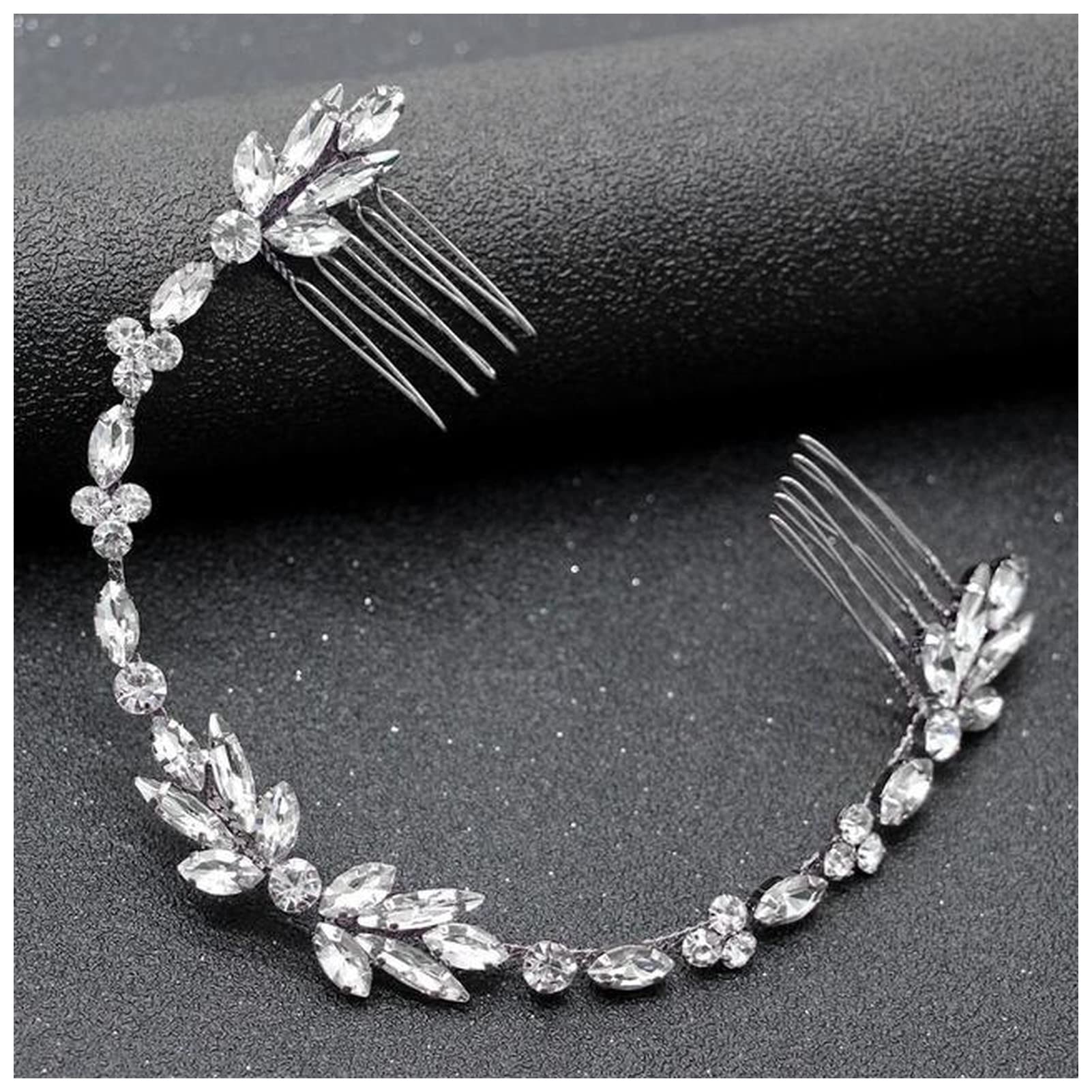 Silver Crystal Rhinestone Wedding Hair Comb Chain - Elegant Bridal Headband & Hair Accessories for Women | Perfect for Weddings, Prom, Parties & Special Occasions