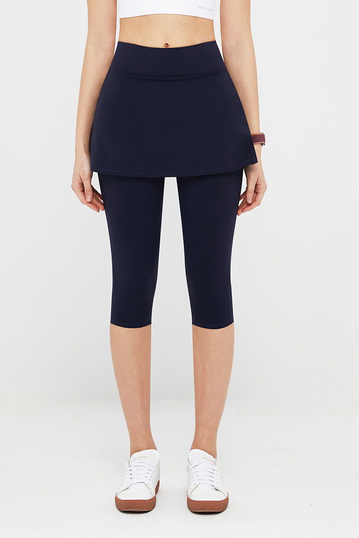 FlexEase™ High Waist Skirted Capri Leggings for Women - Tummy Control Workout Yoga Pants - Comfortable Stretchy Athletic Leggings for Running, Gym & Lounge Wear