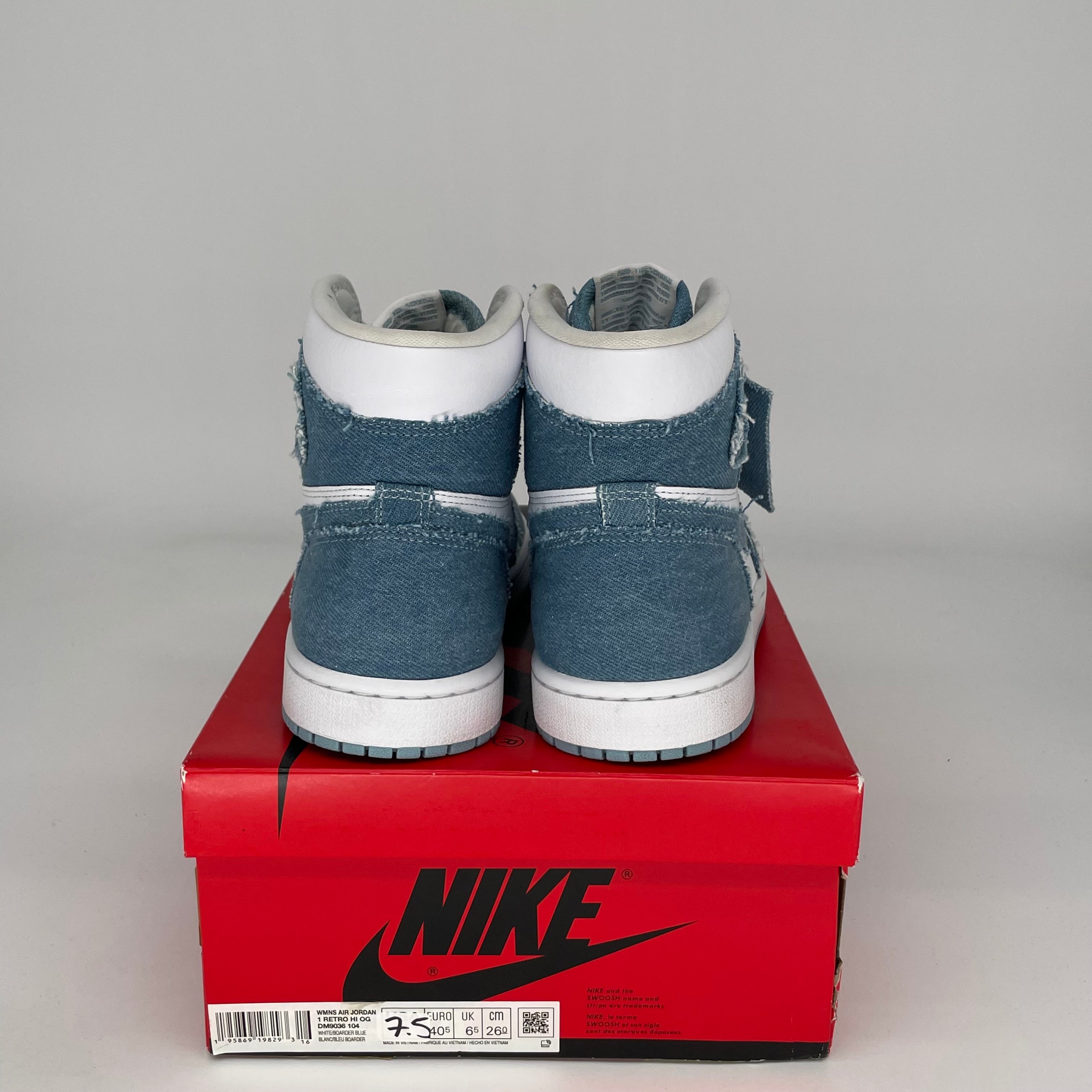 AIR JORDAN 1 DENIM Women's Sneakers - Size 7.5/9W (DM9036-104) | Retro High-Top Basketball Shoes for Women | Perfect for Casual Wear, Street Style & Sneaker Collectors
