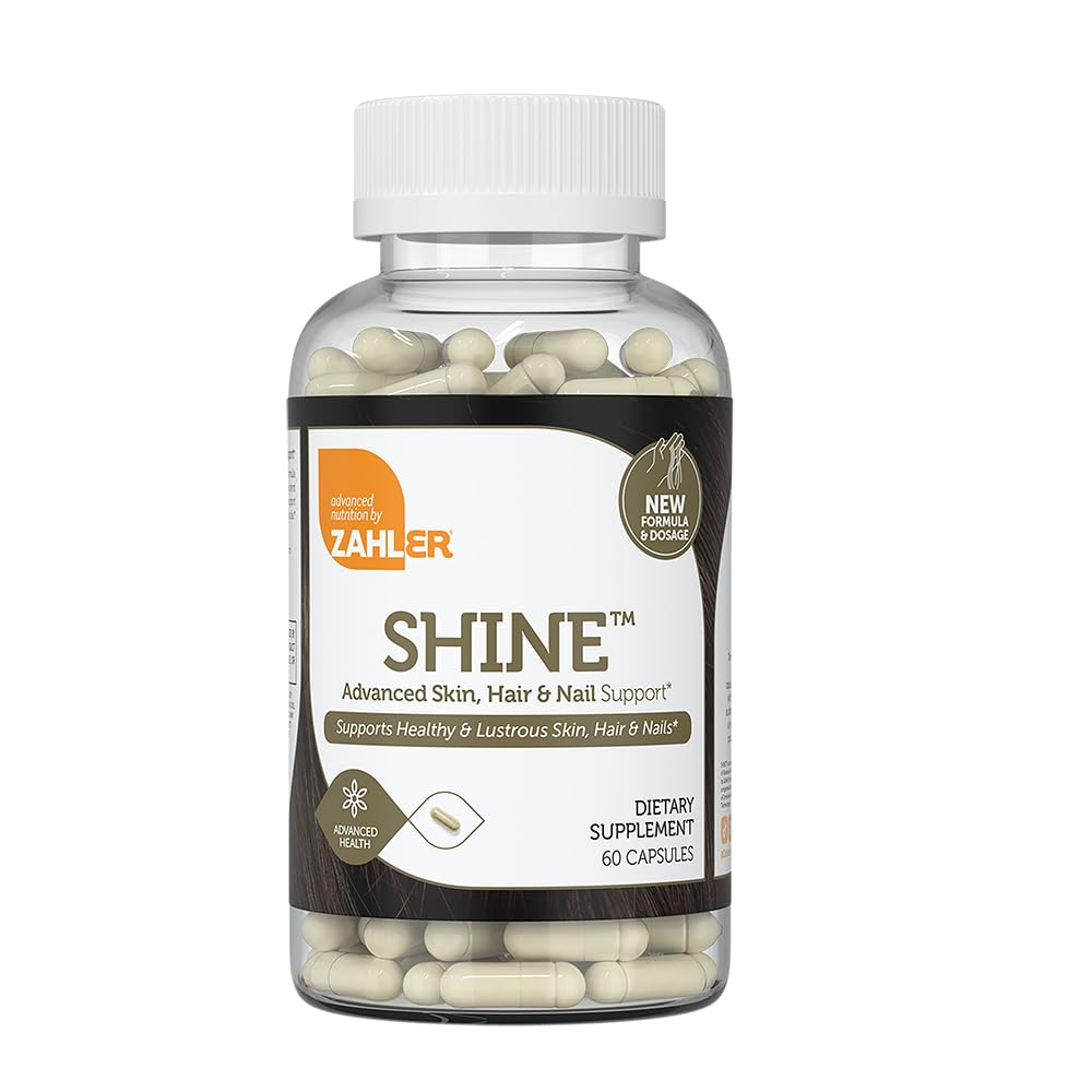 Zahler Shine Hair, Skin & Nails Vitamins for Women & Men - Biotin, Keratin & Hyaluronic Acid Supplement for Hair Growth, Strong Nails & Healthy Skin - Kosher Certified Multivitamin (60 Capsules) - Perfect for Daily Beauty Routine & Anti-Aging Care