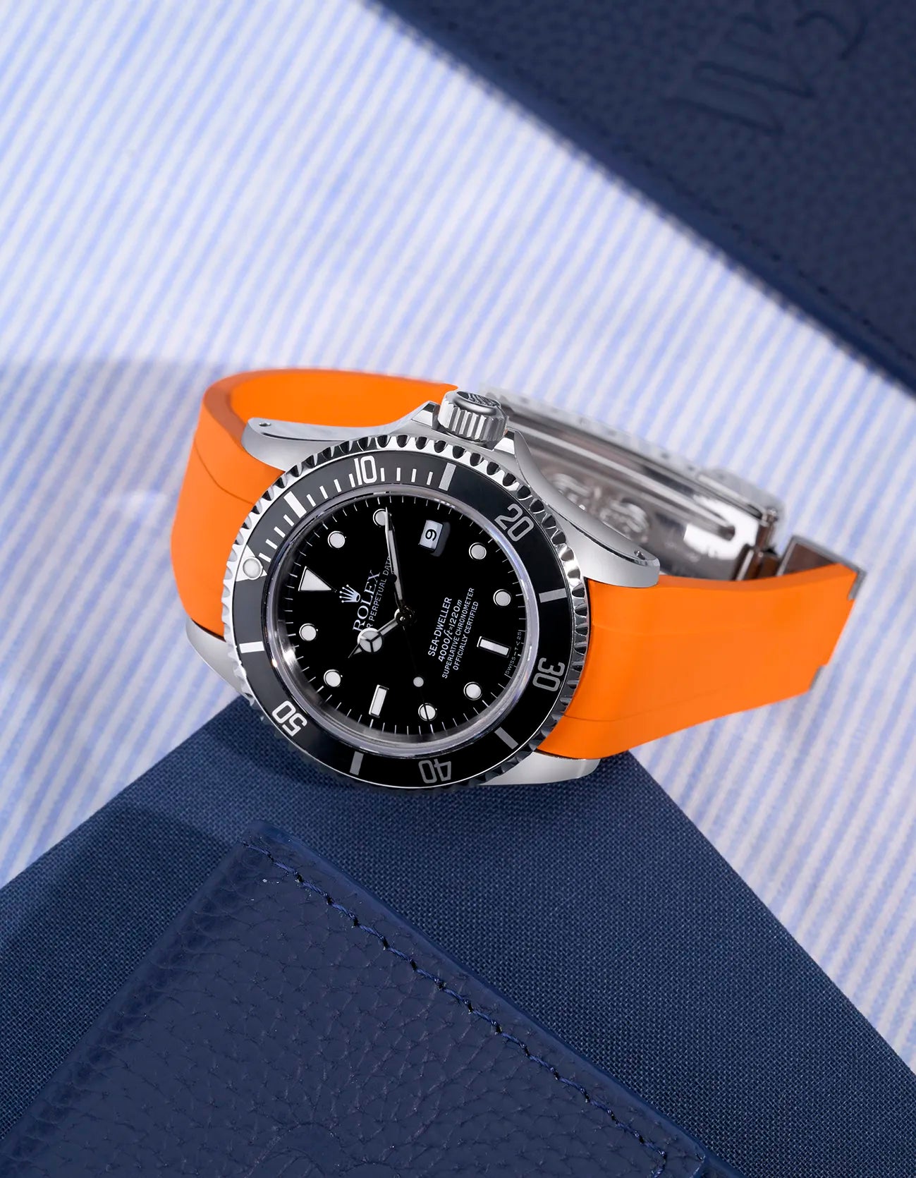 High-Quality FKM Rubber Watch Strap with Original Clasp for Rolex Sea Dweller 16600 - Durable, Comfortable & Waterproof for Diving, Swimming & Outdoor Activities