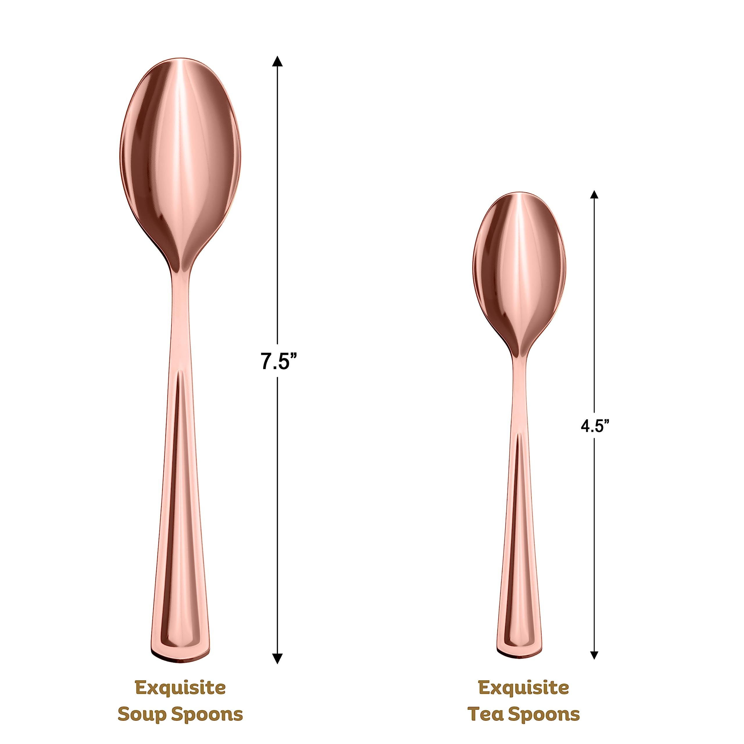 120 Pack Rose Gold Plastic Spoons Heavy Duty Disposable Cutlery - Elegant Disposable Silverware for Weddings, Parties, Catering & Special Events - Durable Rose Gold Plastic Spoons for Desserts, Cocktails & Elegant Dining