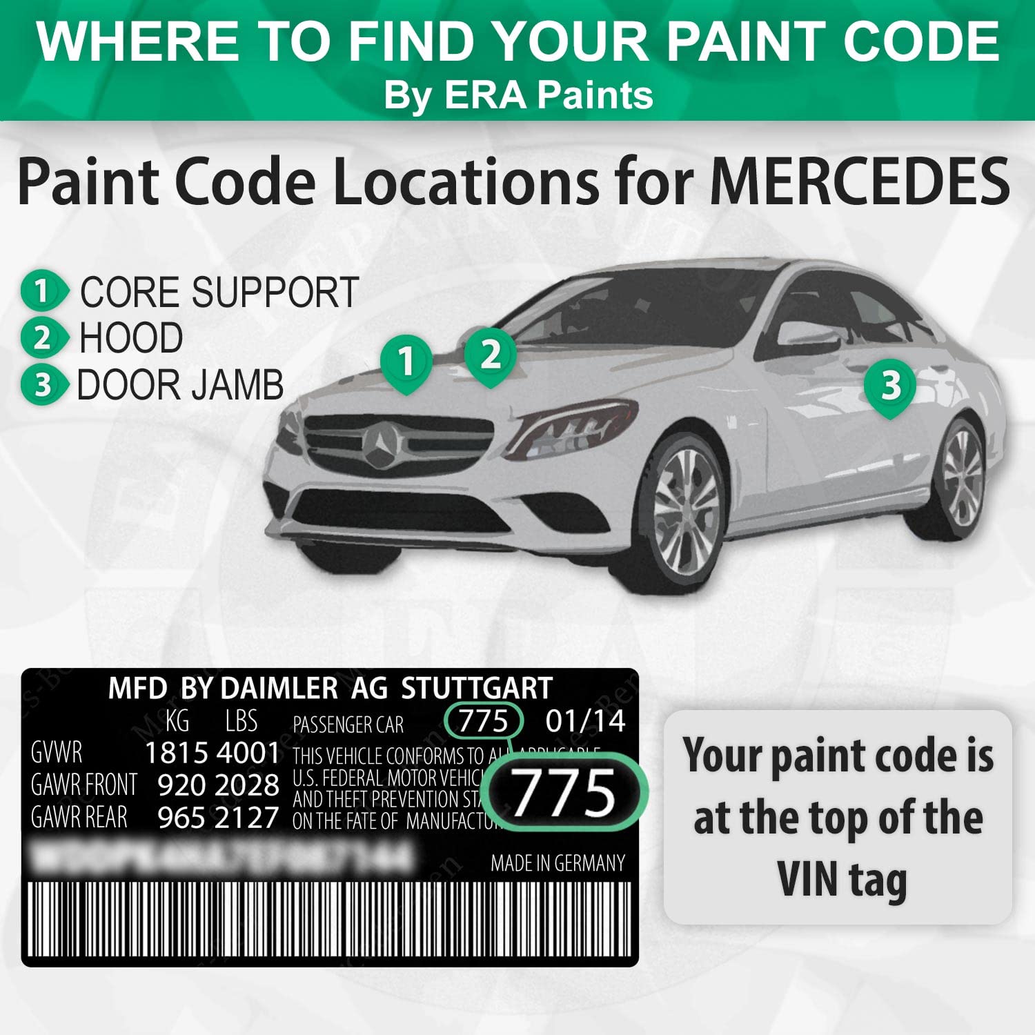 ERA Paints 376/6376 - AMG Green Hell Magno Touch Up Paint Spray Kit for Mercedes | Exact Color Match | Automotive Scratch Repair | Perfect for Car Detailing & Minor Scratch Fixes
