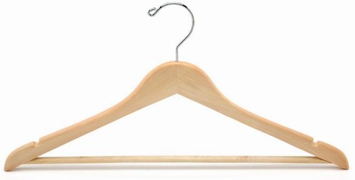 Natural Wooden Suit Hanger with Bar - Premium Closet Organizer for Jackets, Coats & Formal Wear - Ideal for Home, Office & Travel Wardrobe Storage