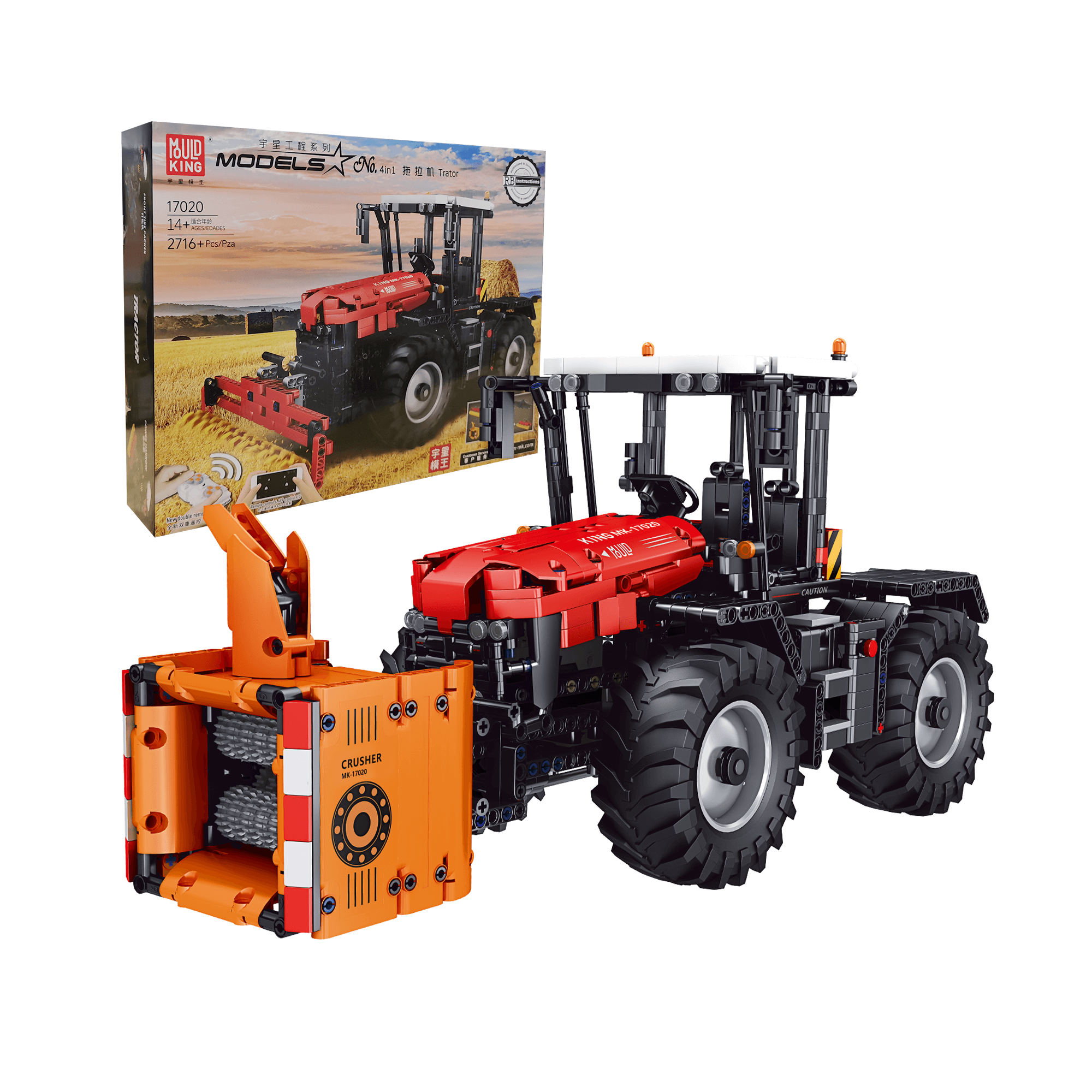 MOULD KING 17020 Remote Control Tractor Building Kit - 2,716 PCS STEM Toy for Adults & Kids | Perfect for Construction Play, DIY Projects & Collectors | Compatible with Major Building Brick Brands