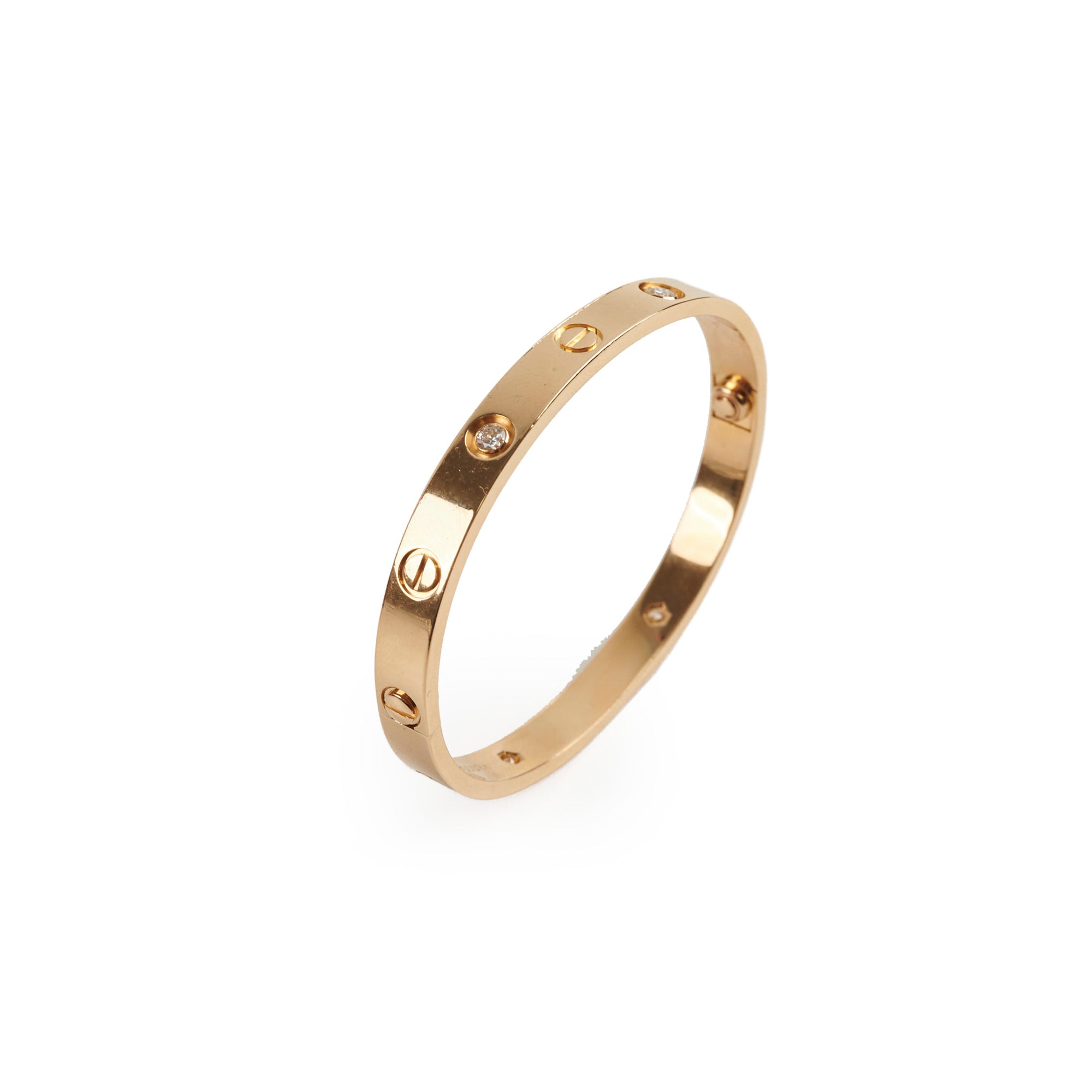 Cartier Love Bracelet 4 Diamonds 18K Yellow Gold Jewelry for Women - Size 16, Luxury Gift for Anniversary, Valentine's Day & Special Occasions