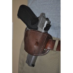 Premium Brown Leather Beltslide Gun Holster for Glock 25,26,27,28,29,30,31 - Concealed Carry, Tactical & Everyday Use