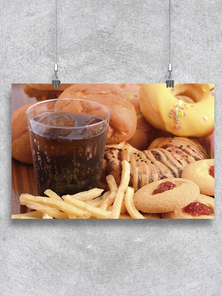 Junk Food Combo Poster - Vintage Fast Food Wall Art Decor for Kitchen, Diner & Restaurant - Perfect for Home, Office & Cafe Decorations