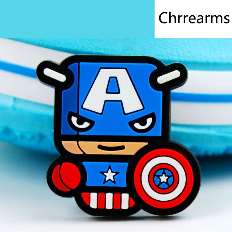MINISO Marvel Superhero DIY Shoe Charms - Cartoon Character Accessories for Sandals & Clogs - Decorative Pins for Kids Gifts & Garden Fashion Accessories (Perfect for Birthday Presents & Cosplay Outfits)