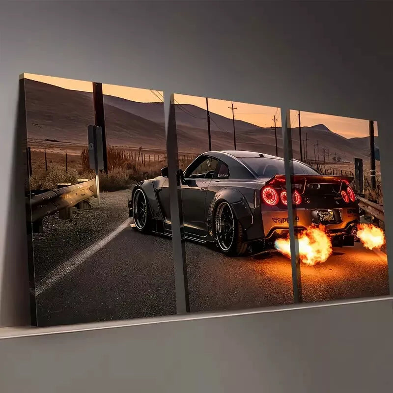 3-Piece Coupe Run Car Vehicles Scenic Wall Art Set - High Quality Framed Canvas Prints 50x70cm (20x28in) | Australian Made | Ready to Hang | Perfect for Living Room, Bedroom or Office Decor