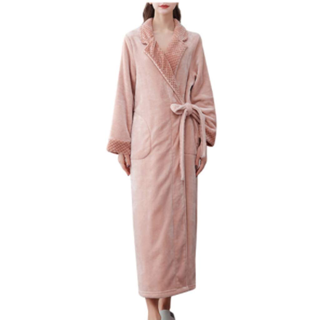 Women's Flannel Winter Bathrobe - Long Sleeve Coral Velvet Robe with Belt for Home & Spa | Cozy Warm Nightgown for Relaxation & Lounging | Size XL | Perfect for Winter Mornings, Spa Days & Cozy Evenings at Home