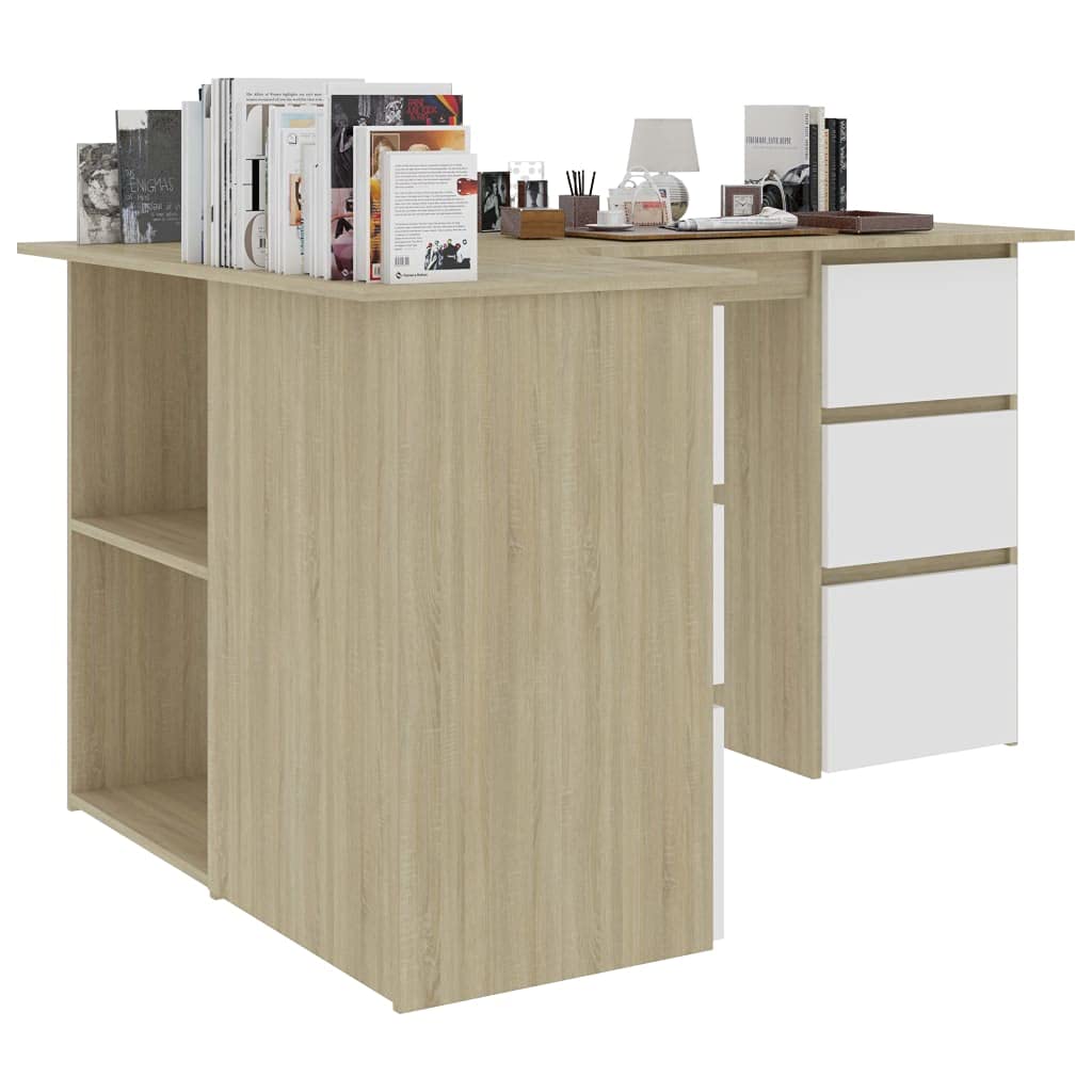 Industrial Style Home Office Desk with Drawers - 57.1
