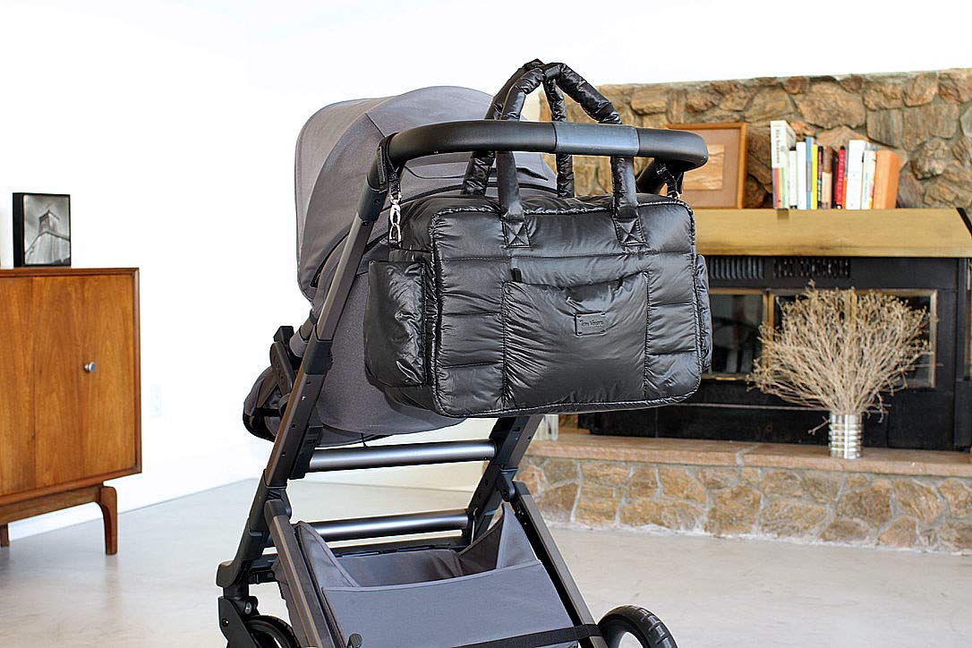 7AM Voyage Waterproof Diaper Bag for Baby - Large Multifunctional Tote with Stroller Straps, Changing Pad & Padded Shoulder Straps | Perfect for Travel, Gym & Daily Use | Black Baby Bag for Moms