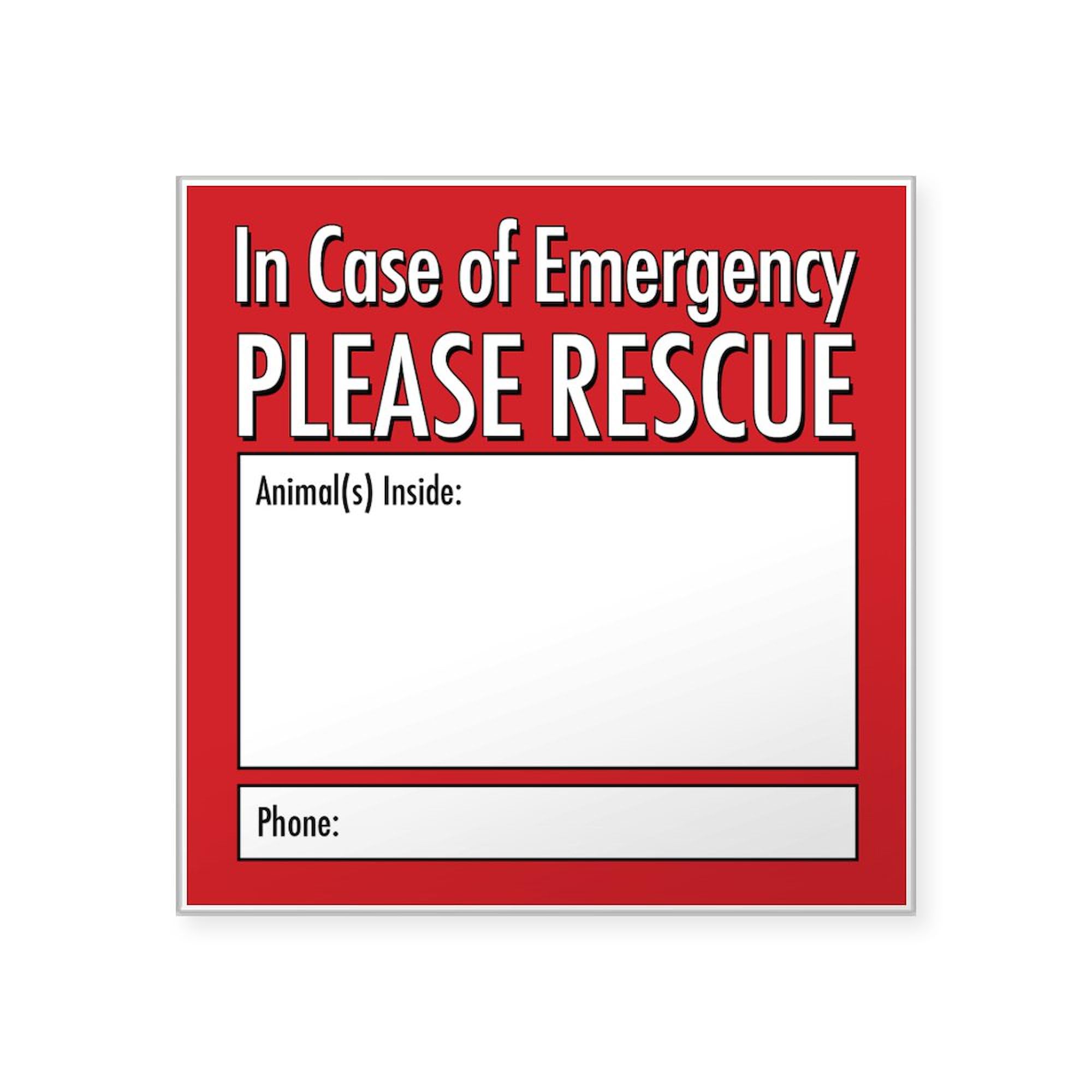 Emergency Animal Rescue Sticker - Square Bumper Decal for Cars, Trucks & Laptops - Show Your Support for Pet Adoption & Wildlife Conservation