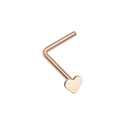 WildKlass Rose Gold Heart L-Shaped Nose Ring - Hypoallergenic Body Jewelry for Women | Perfect for Everyday Wear, Parties & Special Occasions