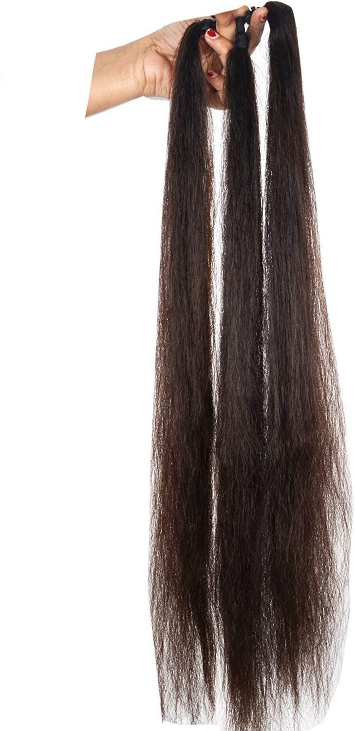 Verbier Synthetic Nylon Hair Extensions - Brown Set of 2 for Girls & Women | Hair Parandi Choti for Short & Long Hair | Perfect for Weddings, Parties & Daily Styling