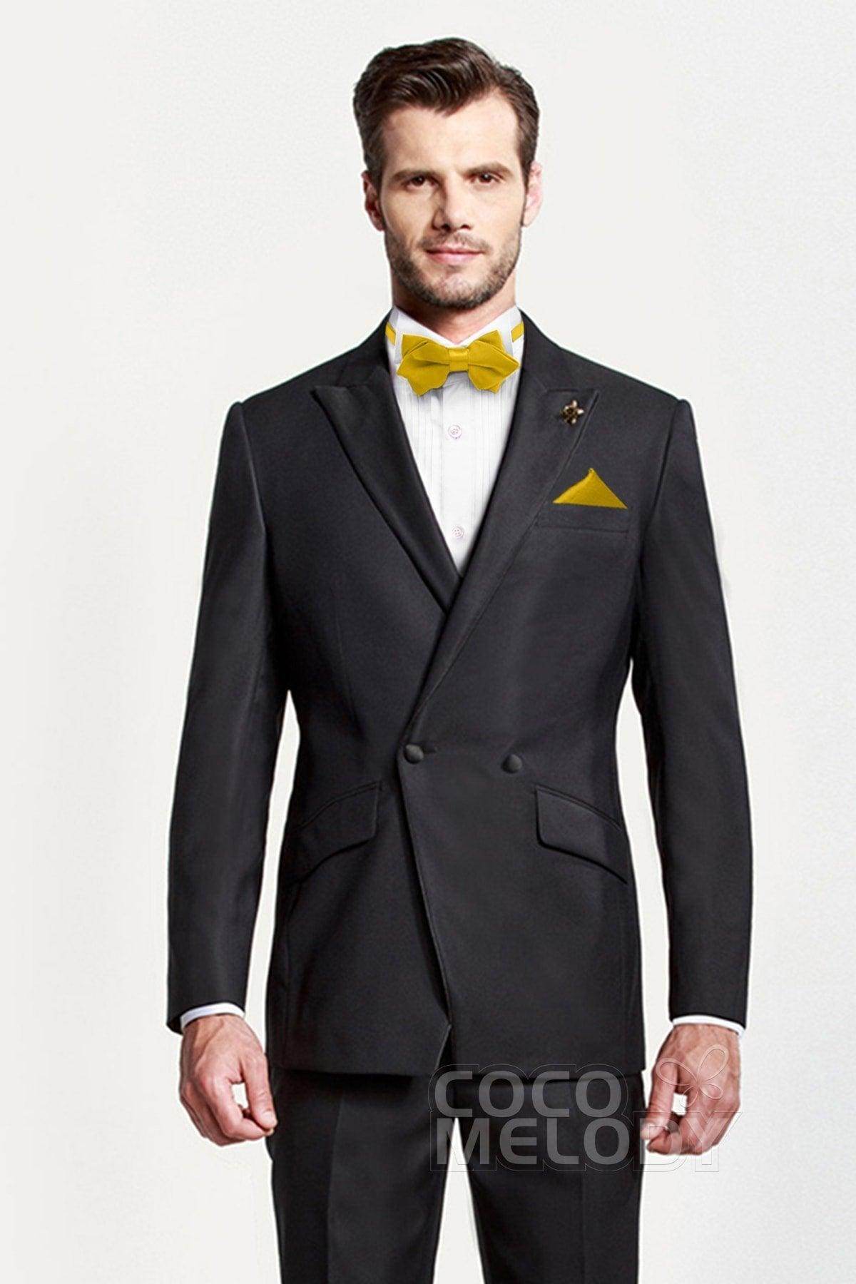 Premium Men's 2-Piece Elastic Silk-Like Satin Bow Tie Set with Pocket Square - Formal Wedding, Prom, Business Attire Accessories