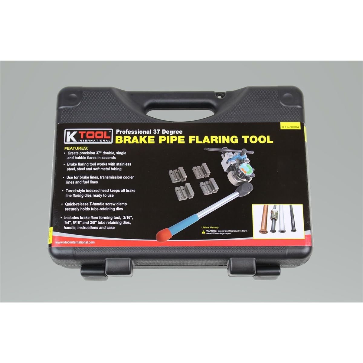 K Tool International 70084 37 Degree Automotive Brake Line Flaring Tool Set - Professional Single, Double & Bubble Flares for DIY & Mechanics - Vise-Mounted with T-Handle Clamp & Turret Design - Perfect for Garage, Auto Repair Shop & Home Use