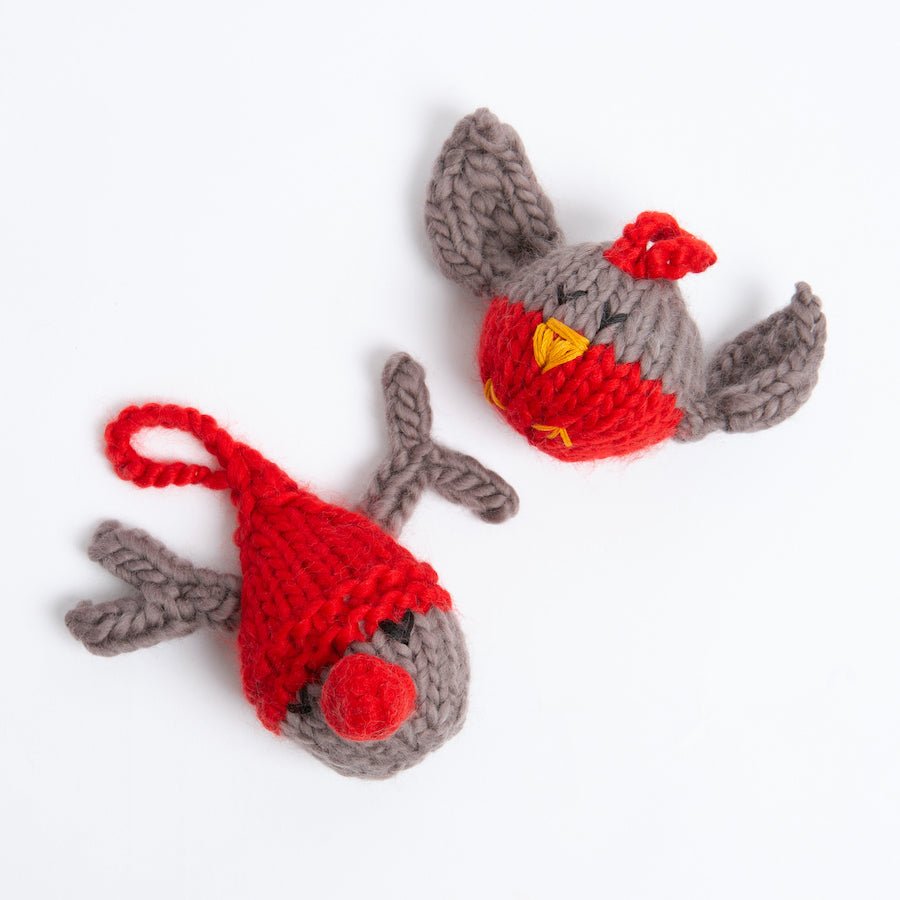 Christmas Knitting PDF Pattern - Reindeer and Robin Baubles for Holiday Decorations | DIY Festive Ornaments for Tree, Gifts & Home Decor