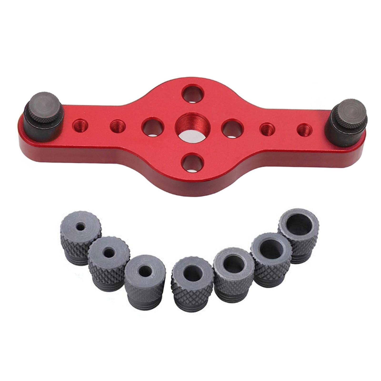 Vertical Self-Centering Dowel Jig Kit for Woodworking - Precision Hole Drilling with mm Drill Bushings | Perfect for Cabinet Making, Furniture Assembly & DIY Wood Projects (Red)