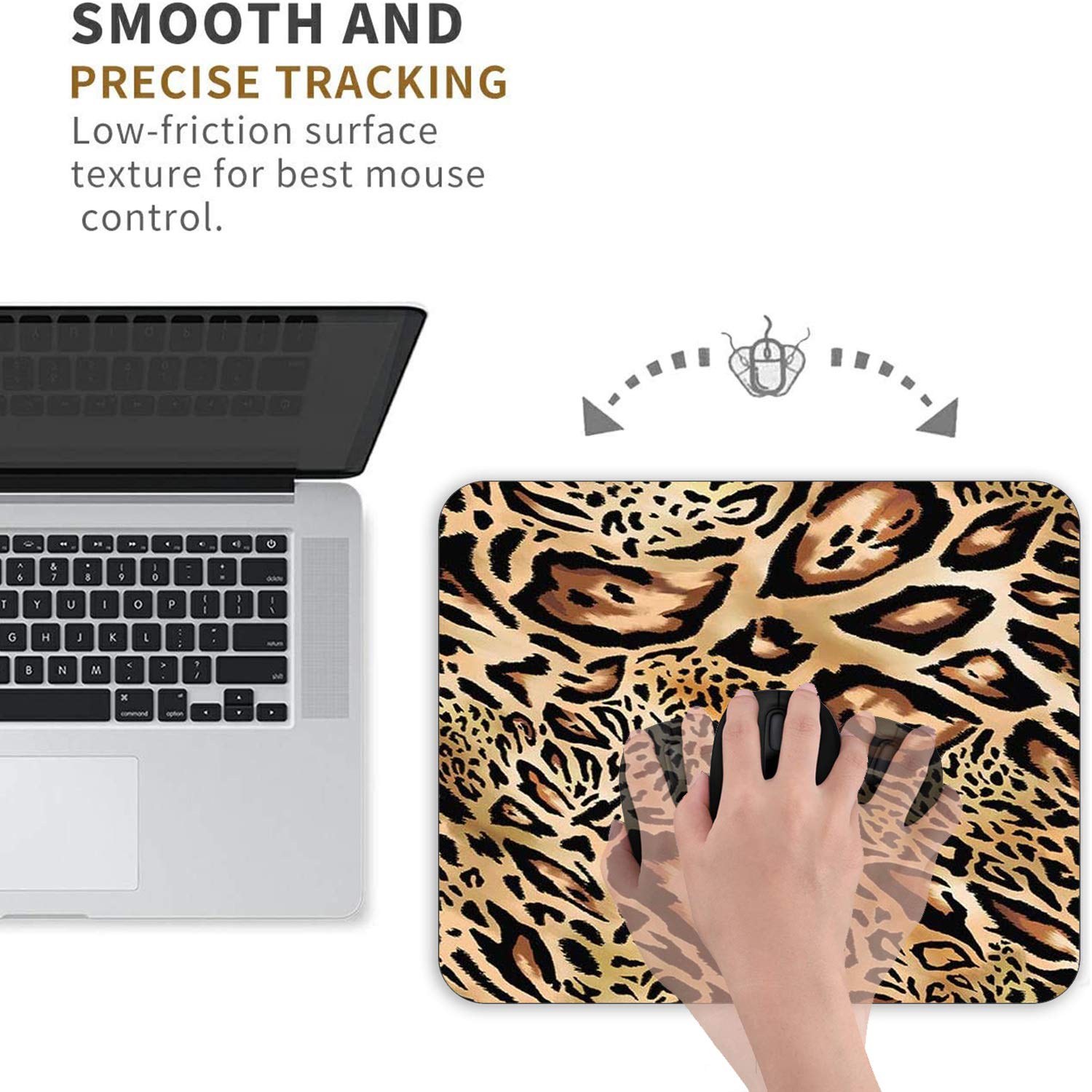 Premium Leopard Print Gaming Mouse Pad & Coasters Set - Non-Slip Rubber Rectangle Mouse Mat for PC, Laptop, Office & Gaming - Ergonomic Desk Accessory for Work, Home & Esports