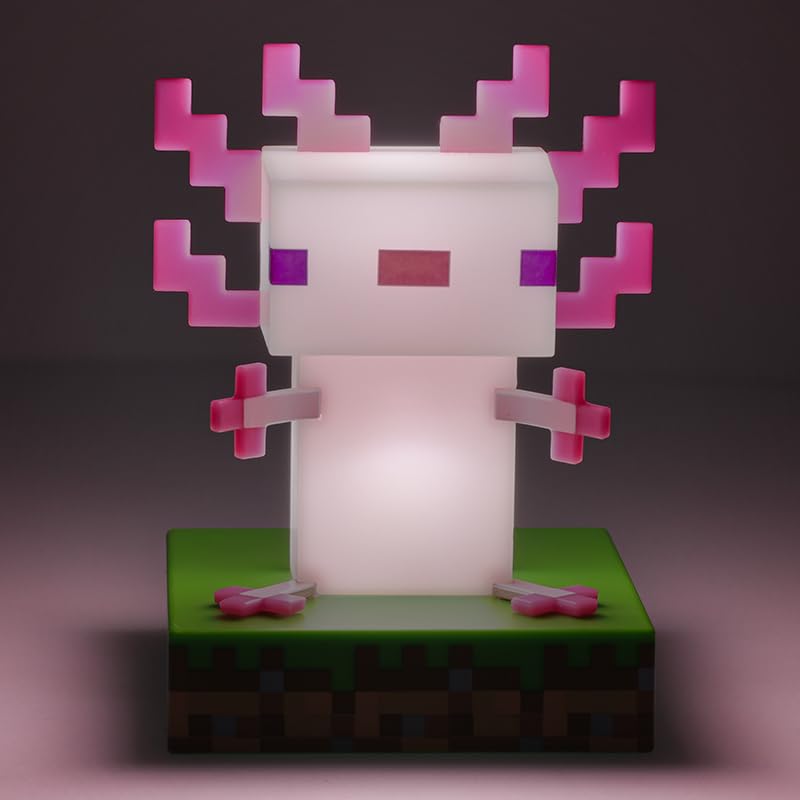 Official Minecraft Axolotl LED Desk Lamp - Gaming Room Decor & Night Light for Kids Bedroom, Playroom, Office | Licensed Merchandise Gift for Boys & Girls | Perfect for Gaming Setup, Study Desk & Sleep Aid