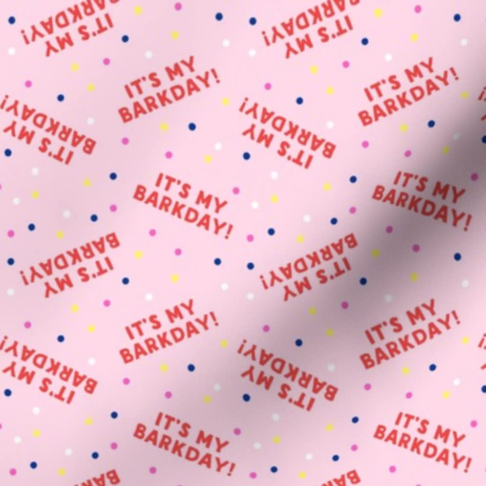 Small Scale Barkday Red Pink Dog Cute Confetti Birthday Printed Cotton Poplin Fabric - Fat Quarter for Sewing, Quilting, Dresses & Crafts | Perfect for DIY Pet Apparel, Home Decor & Gift Wrapping