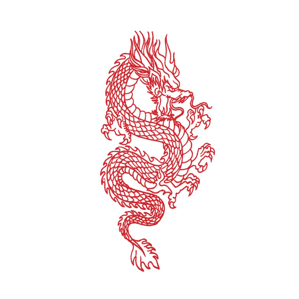 Red Dragon Temporary Tattoo - Waterproof Fake Tattoos for Adults & Kids - Perfect for Halloween, Cosplay, Parties & Costume Events