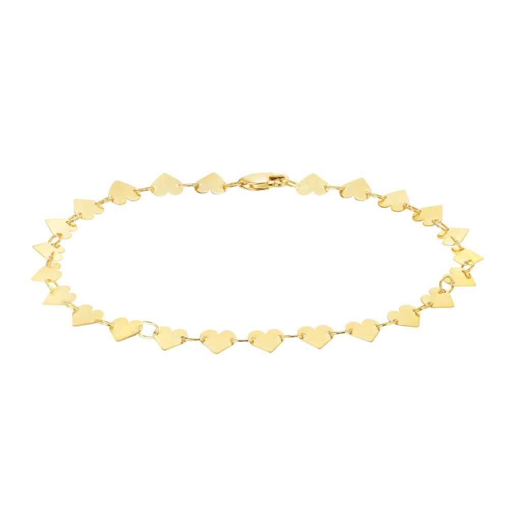 10K Gold Heart Mirror Chain Bracelet for Women - Elegant & Dainty Jewelry Gift for Valentine's Day, Anniversary or Special Occasion - Perfect for Date Nights, Parties & Everyday Wear