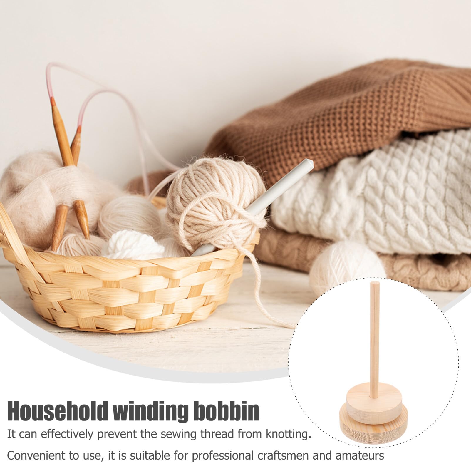 VILLCASE Wooden Yarn Spool Holder Stand - Rotatable Yarn Spindle Dispenser for Knitting, Crochet & Hair Braiding - Perfect Yarn Storage Organizer for Crafting, DIY Projects & Home Decor