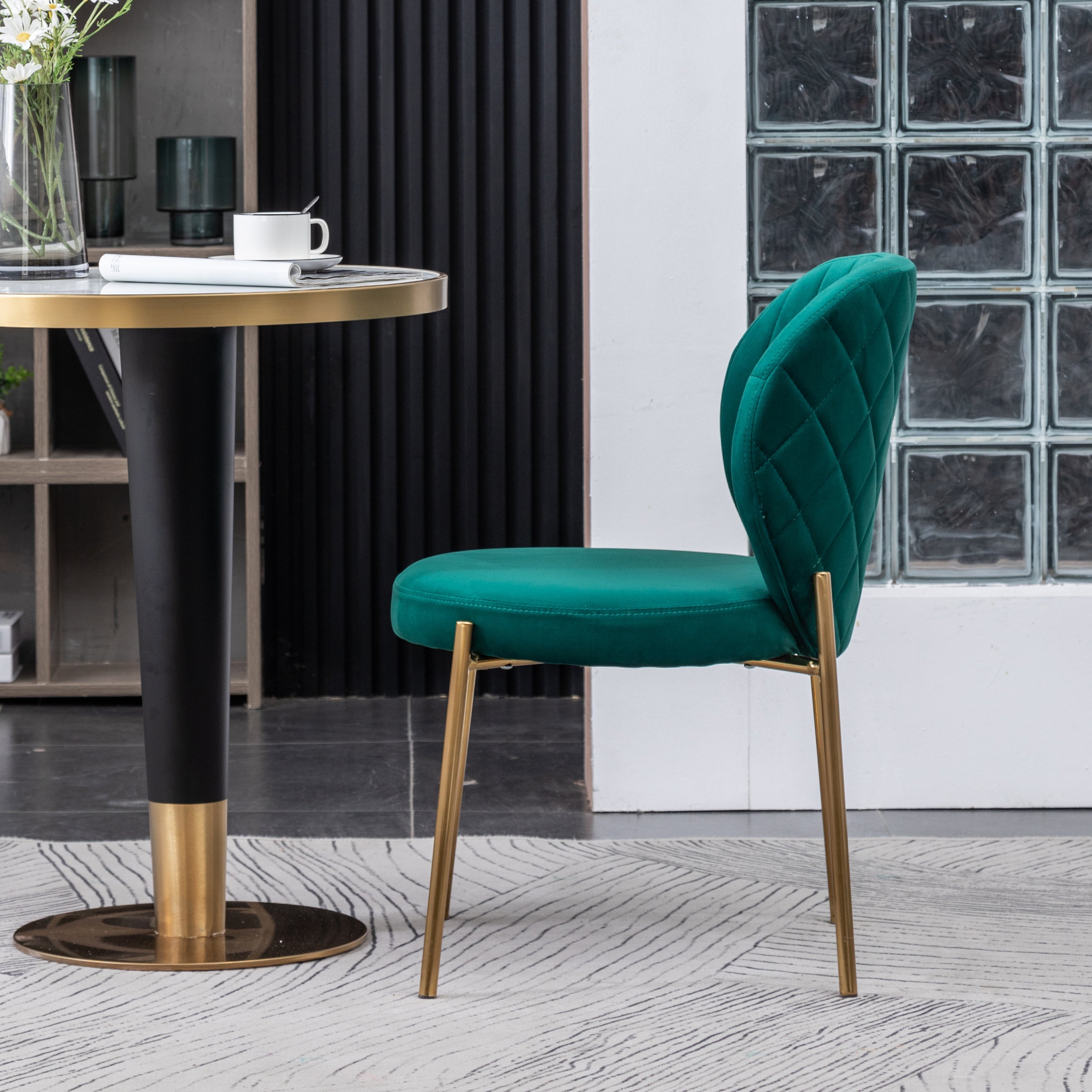 Roundhill Furniture Amoa Contemporary Velvet Upholstered Dining Chairs Set of 2 - Modern Kitchen & Dining Room Seating for Home & Restaurant