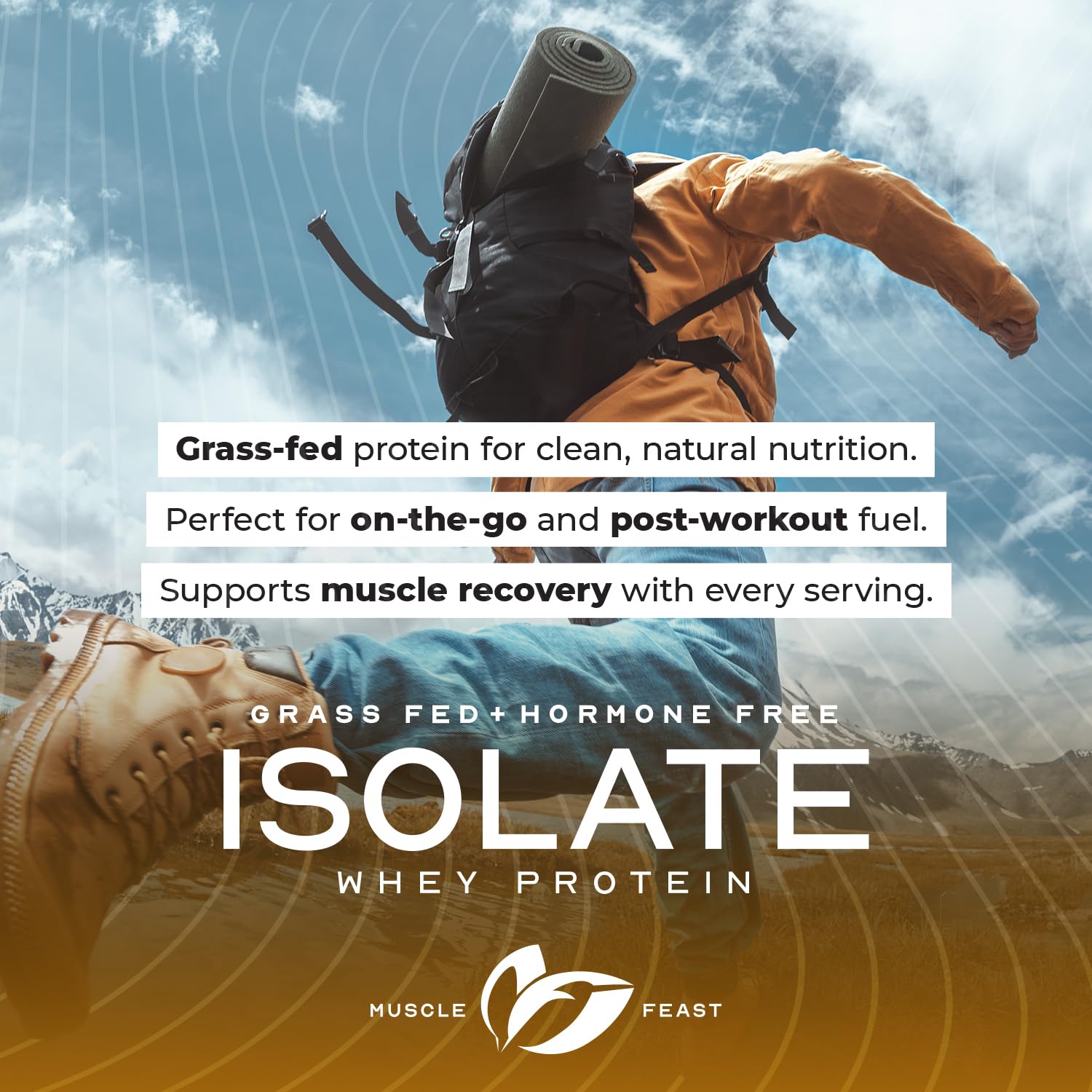 Muscle Feast Grass-Fed Whey Protein Isolate Powder - 100% Natural, Hormone Free, Pasture Raised, Cappuccino Flavor, 5lb for Post Workout Recovery & Muscle Building