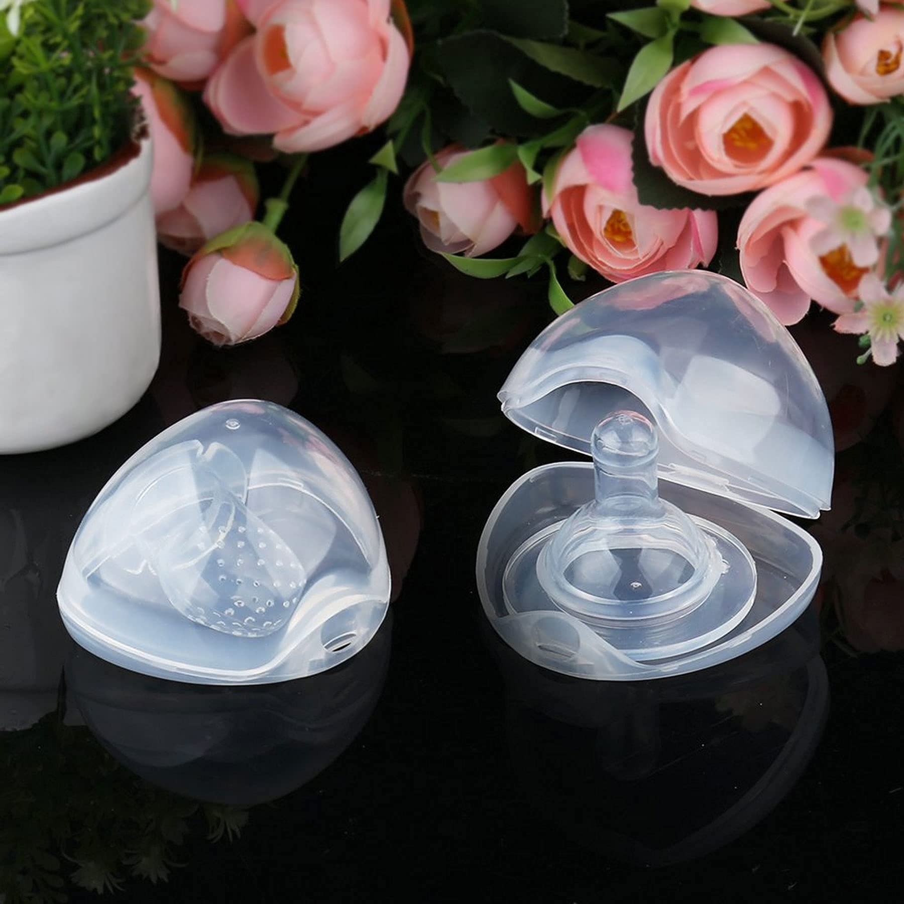 5-Pack Clear Baby Pacifiers with Lanyard & Storage Box - BPA-Free Silicone Soothers for Newborns & Infants - Dustproof Travel Case for Daycare, Stroller & On-the-Go Use