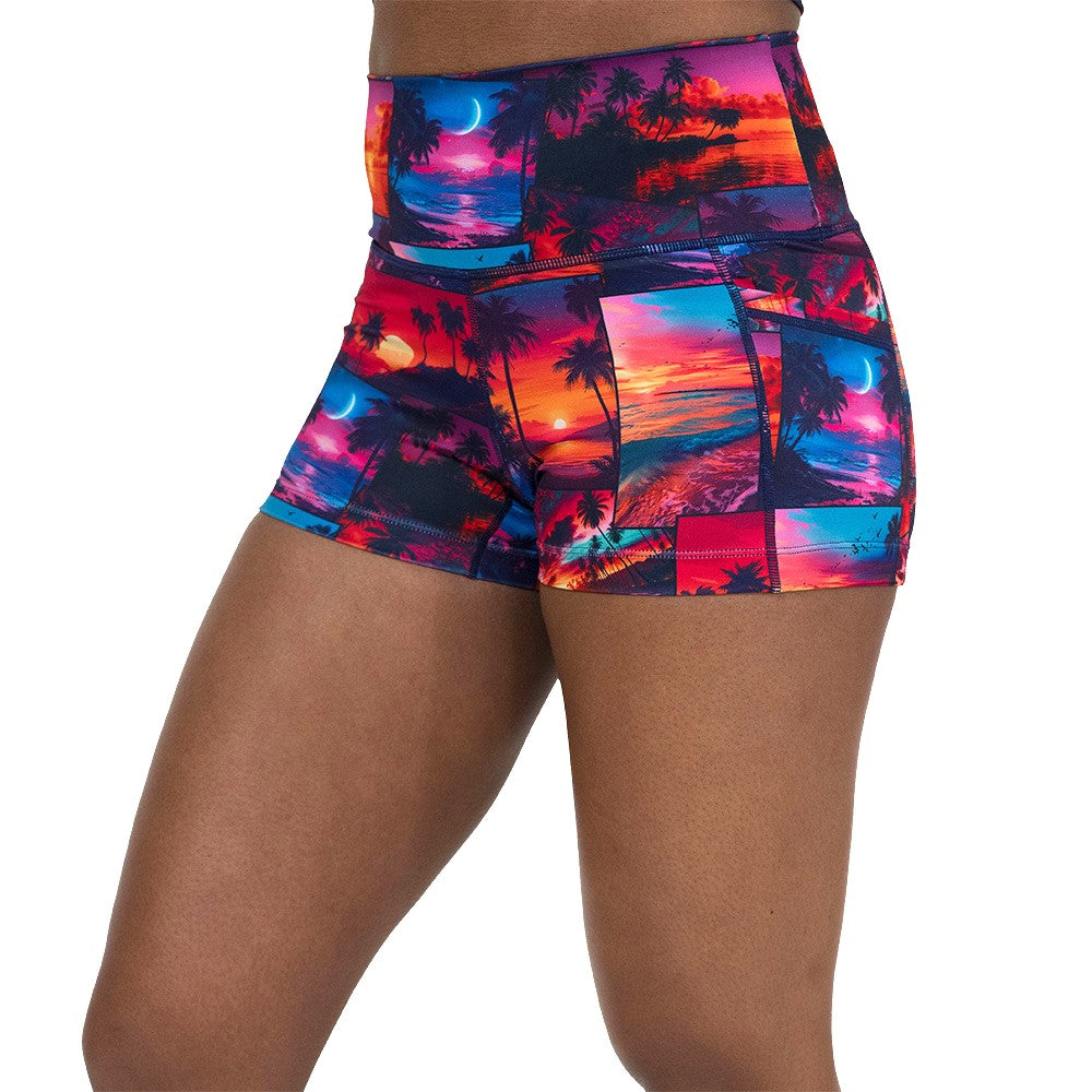 Sunset Snapshot Men's Casual Shorts - Lightweight Summer Beach Shorts for Outdoor Activities, Swimming, and Lounging