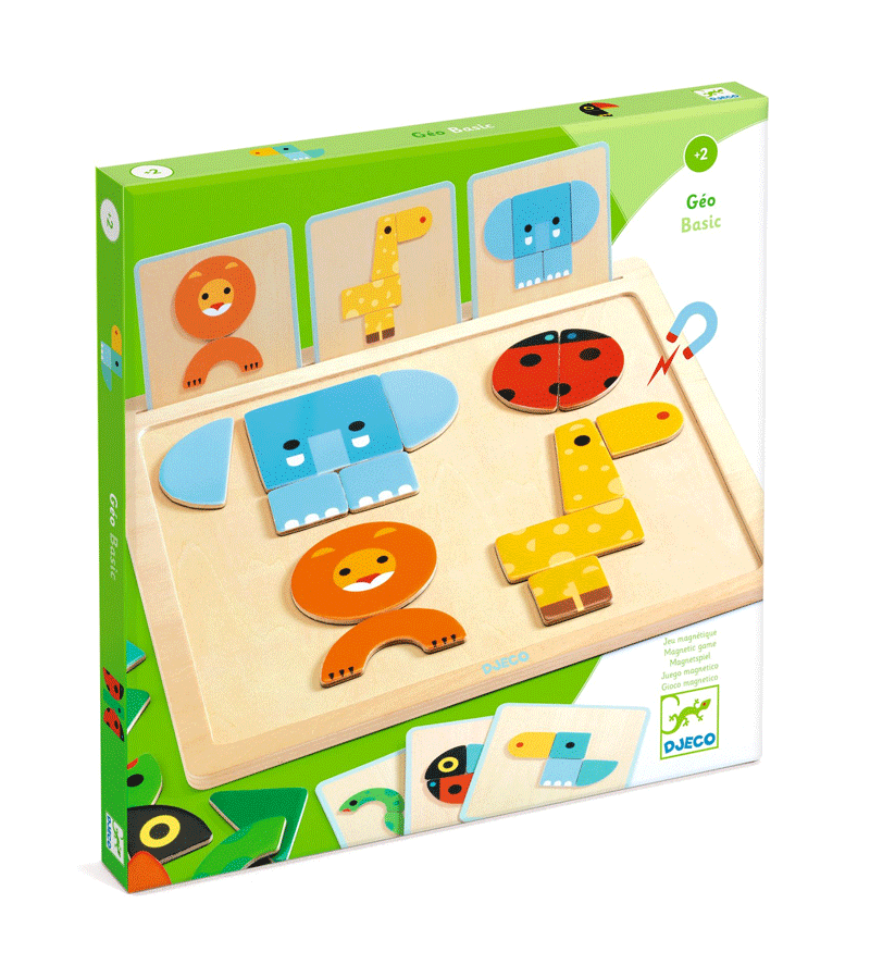 Djeco Geo Basic Magnetic Game - Fun & Educational STEM Toy for Kids - Perfect for Travel, Classroom & Home Learning Activities