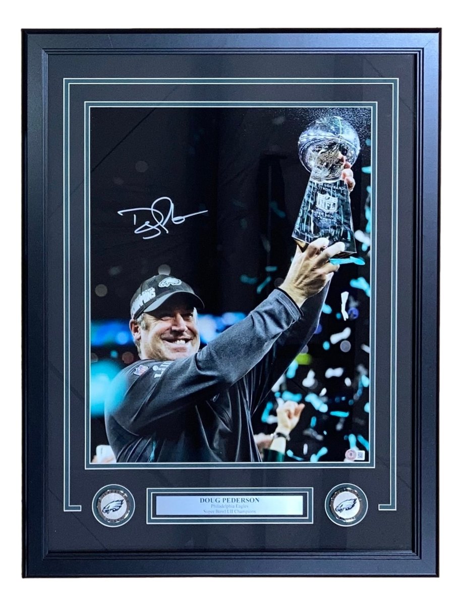 Authentic Coach Doug Pederson Signed Framed 16x20 Philadelphia Eagles Super Bowl LII Championship Photo with BAS ITP Certificate - Perfect for Eagles Fans, Sports Memorabilia Collectors & Man Cave Decor