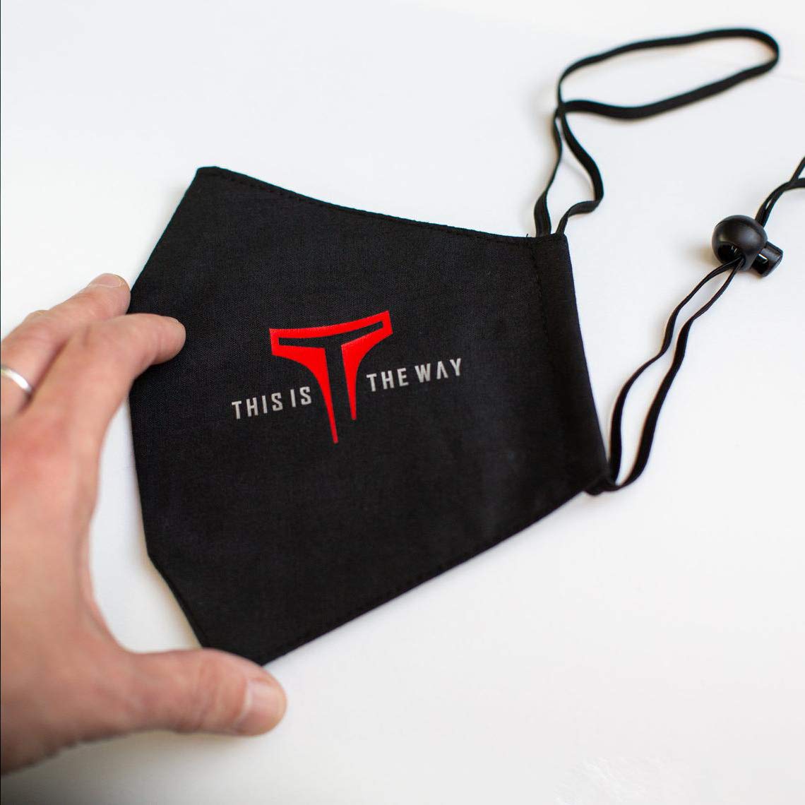 Boom Lab This Is The Way Washable 3-Layer Face Mask with Filter Pocket - Adjustable Around-the-Head Strap, Breathable & Reusable (Red, Large) - Perfect for Cosplay, Conventions, and Daily Protection
